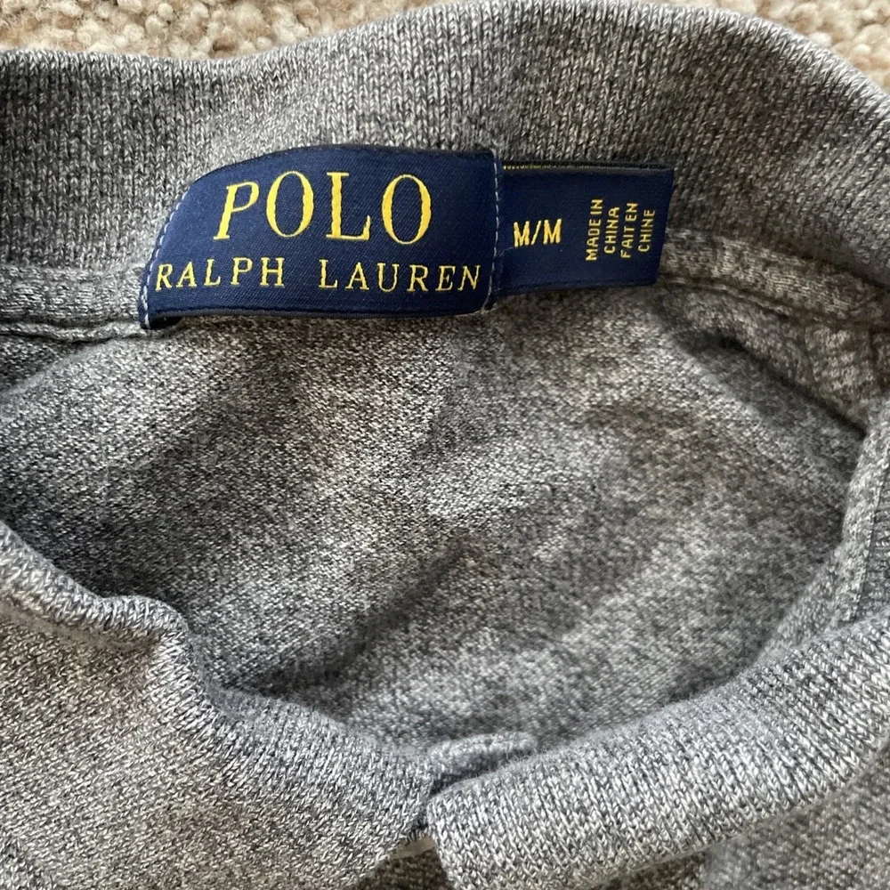 Polo Ralph Lauren Golf Shirt Men's M Grey SS Button-Up Red Pony RN 41381 Good